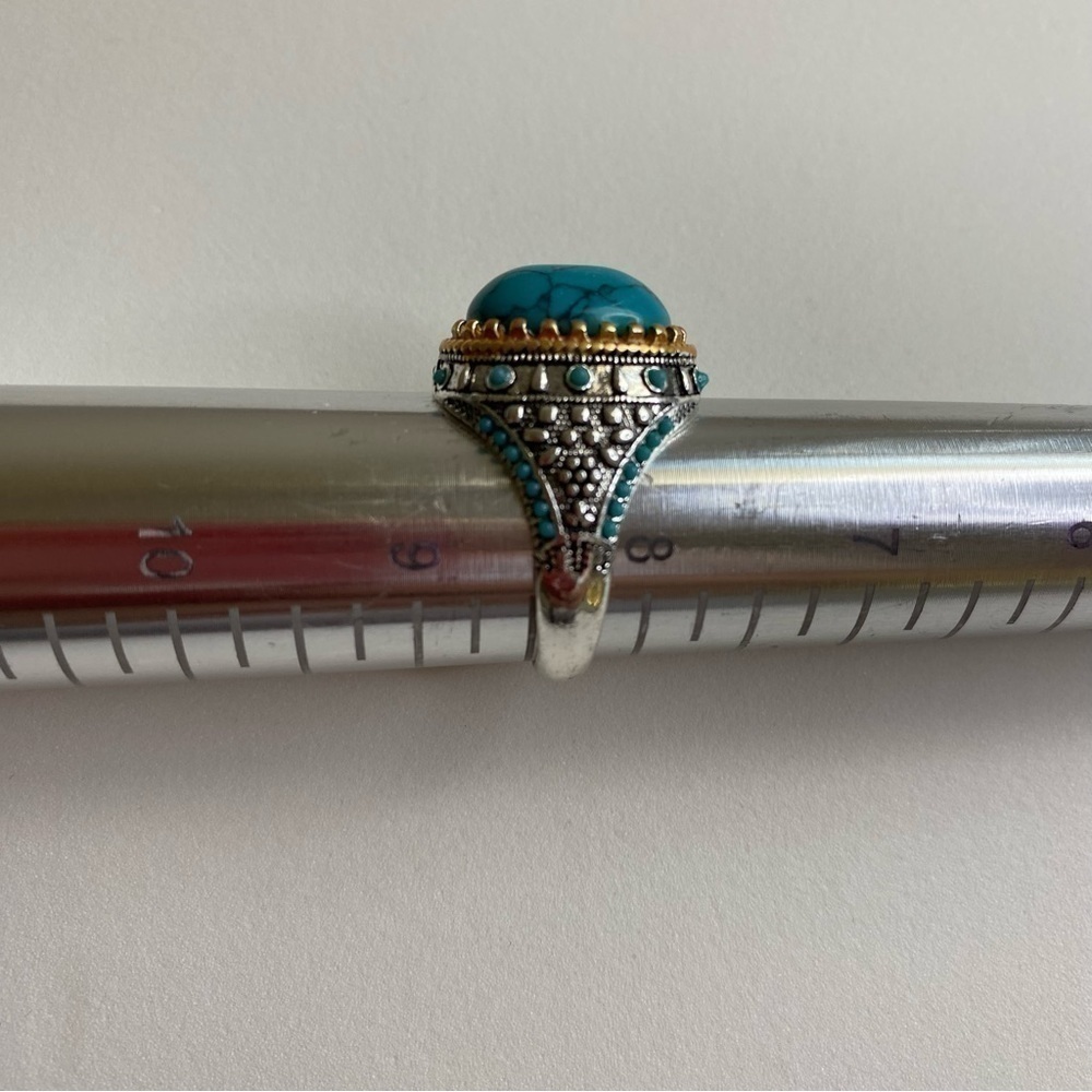 Brand new Turquoise silver plated unisex ring size 8 - Picture 4 of 4